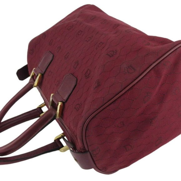 Dior Boston bag honeycomb Bordeaux canvas leather Auth T18715 - Picture 7 of 9